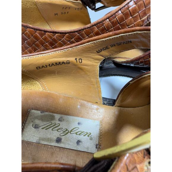 Mezlan Cognac Brown Leather Dress Sandals Sz 10 Bahamas Made In Spain Preppy main image 6